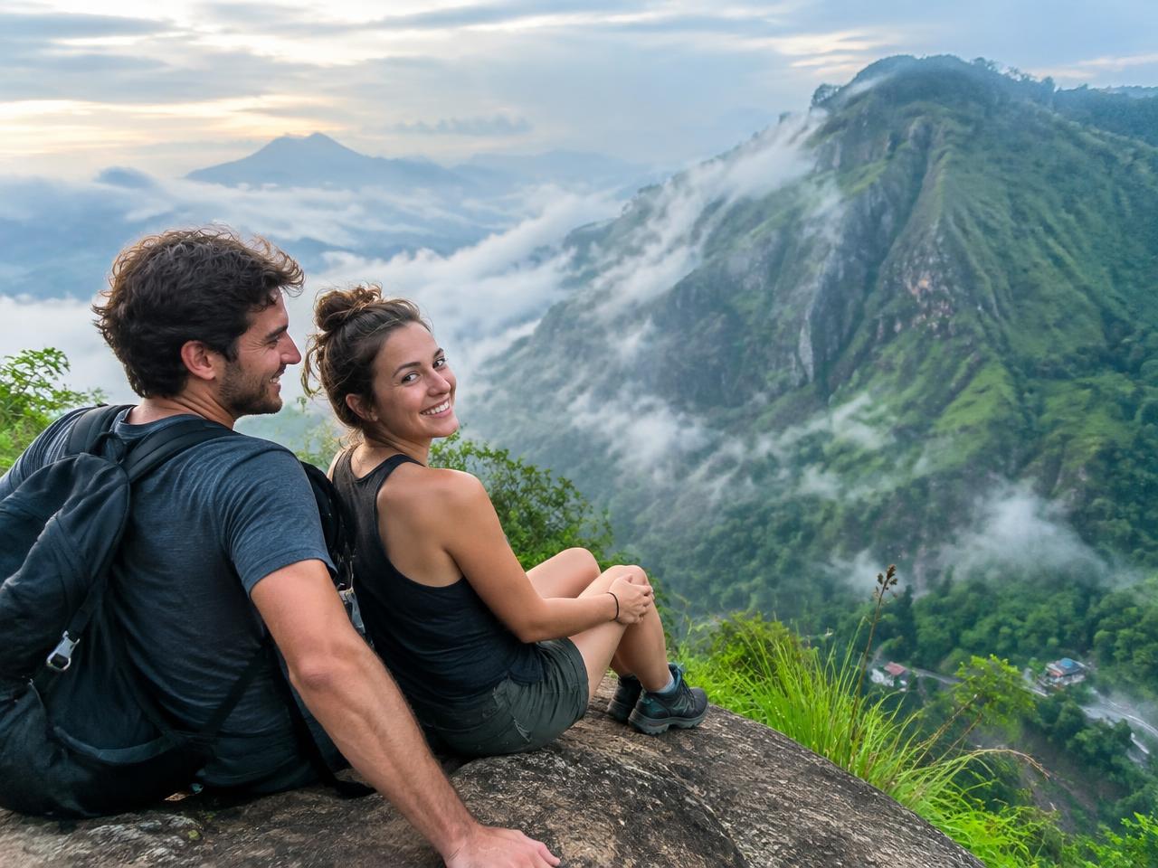 Travelers enjoying panoramic view of Ella Gap